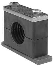 HYDAC - 5.51" Wide x 4.33" High x 1.77" Deep, Aluminum Heavy Duty Vibration-Control Clamp - Carbon Steel Plate, For 2" Pipe, Mount with Weld Plate, Top Plate, Plastic Clamp Pair, Bolts - Industrial Tool & Supply