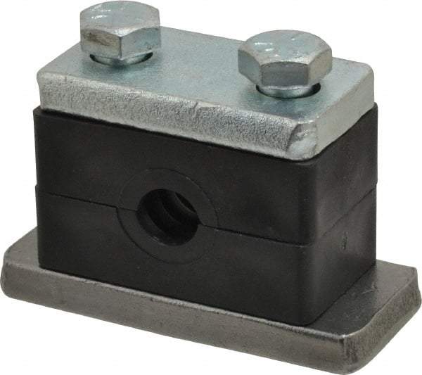 HYDAC - 2.87" Wide x 1.89" High x 1.18" Deep, Polypropylene Heavy Duty Vibration-Control Clamp - Carbon Steel Plate, Mount with Weld Plate, Top Plate, Plastic Clamp Pair, Bolts - Industrial Tool & Supply