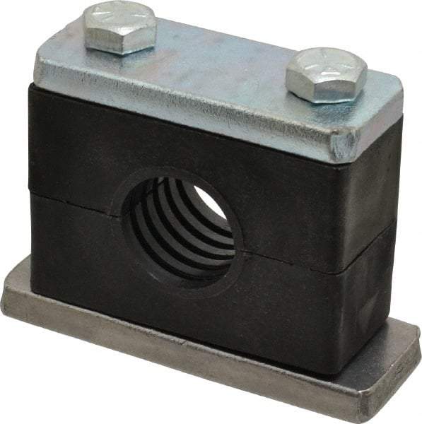 HYDAC - 3.35" Wide x 2.52" High x 1.18" Deep, Polypropylene Heavy Duty Vibration-Control Clamp - Carbon Steel Plate, Mount with Weld Plate, Top Plate, Plastic Clamp Pair, Bolts - Industrial Tool & Supply