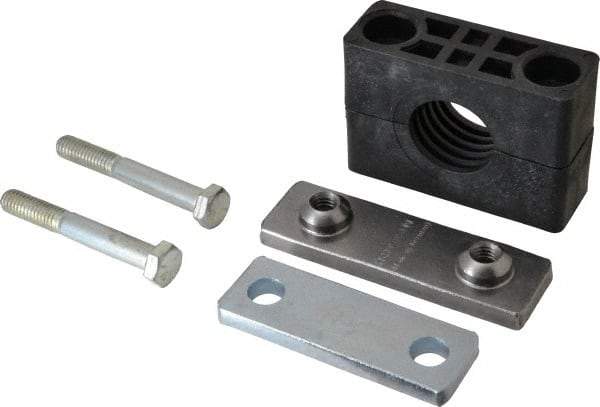 HYDAC - 3.94" Wide x 2.99" High x 1.18" Deep, Polypropylene Heavy Duty Vibration-Control Clamp - Carbon Steel Plate, Mount with Weld Plate, Top Plate, Plastic Clamp Pair, Bolts - Industrial Tool & Supply