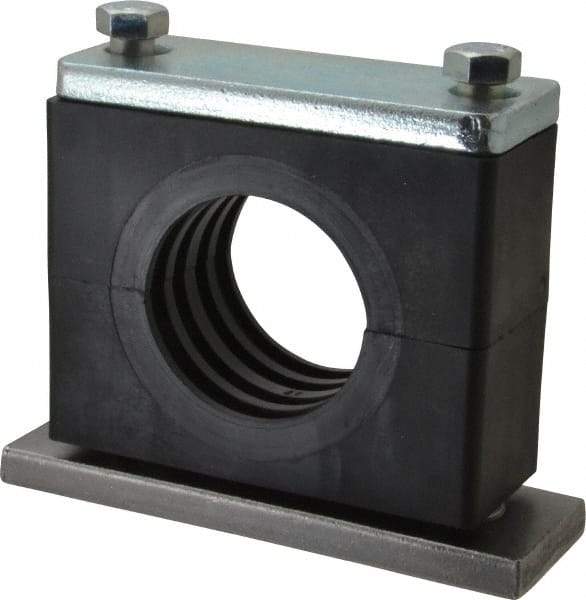HYDAC - 5.51" Wide x 4.33" High x 1.77" Deep, Polypropylene Heavy Duty Vibration-Control Clamp - Carbon Steel Plate, Mount with Weld Plate, Top Plate, Plastic Clamp Pair, Bolts - Industrial Tool & Supply