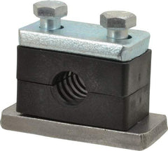 HYDAC - 2.87" Wide x 1.89" High x 1.18" Deep, Polypropylene Heavy Duty Vibration-Control Clamp - Carbon Steel Plate, For 3/8" Pipe, Mount with Weld Plate, Top Plate, Plastic Clamp Pair, Bolts - Industrial Tool & Supply