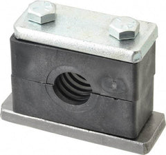 HYDAC - 3.35" Wide x 2.52" High x 1.18" Deep, Polypropylene Heavy Duty Vibration-Control Clamp - Carbon Steel Plate, For 1/2" Pipe, Mount with Weld Plate, Top Plate, Plastic Clamp Pair, Bolts - Industrial Tool & Supply