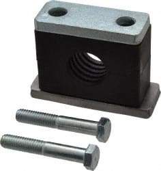HYDAC - 3.35" Wide x 2.52" High x 1.18" Deep, Polypropylene Heavy Duty Vibration-Control Clamp - Carbon Steel Plate, For 3/4" Pipe, Mount with Weld Plate, Top Plate, Plastic Clamp Pair, Bolts - Industrial Tool & Supply