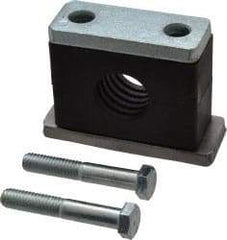 HYDAC - 3.35" Wide x 2.52" High x 1.18" Deep, Polypropylene Heavy Duty Vibration-Control Clamp - Carbon Steel Plate, For 3/4" Pipe, Mount with Weld Plate, Top Plate, Plastic Clamp Pair, Bolts - Industrial Tool & Supply
