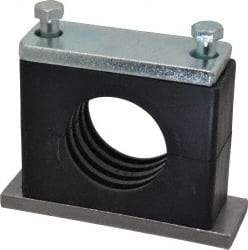 HYDAC - 5.51" Wide x 4.33" High x 1.77" Deep, Polypropylene Heavy Duty Vibration-Control Clamp - Carbon Steel Plate, For 2" Pipe, Mount with Weld Plate, Top Plate, Plastic Clamp Pair, Bolts - Industrial Tool & Supply