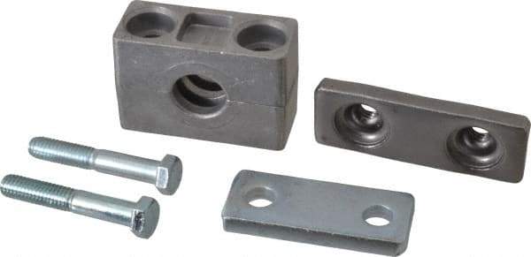 HYDAC - 3.35" Wide x 2.52" High x 1.18" Deep, Aluminum Heavy Duty Vibration-Control Clamp - Carbon Steel Plate, For 1/2" Pipe, Mount with Weld Plate, Top Plate, Plastic Clamp Pair, Bolts - Industrial Tool & Supply