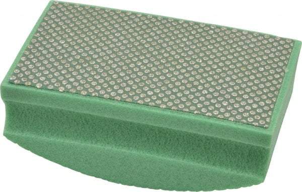 AMPLEX - Medium Grade, 60 Grit, Diamond Hand Pad - Green, 2-1/8" Wide x 3-1/2" Long x 1-1/2" Thick, Coated - Industrial Tool & Supply