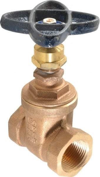 NIBCO - 1" Pipe, Class 150, Threaded Bronze Solid Wedge Stem Gate Valve - 300 WOG, 150 WSP, Screw-In Bonnet - Industrial Tool & Supply