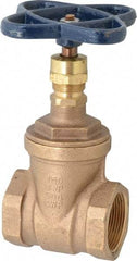 NIBCO - 1-1/2" Pipe, Class 150, Threaded Bronze Solid Wedge Stem Gate Valve - 300 WOG, 150 WSP, Screw-In Bonnet - Industrial Tool & Supply