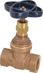 NIBCO - 1/2" Pipe, Class 150, Threaded Bronze Solid Wedge Stem Gate Valve - 300 WOG, 150 WSP, Screw-In Bonnet - Industrial Tool & Supply