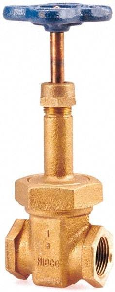 NIBCO - 2-1/2" Pipe, Class 150, Threaded Bronze Solid Wedge Rising Stem Gate Valve - 300 WOG, 150 WSP, Bolted Bonnet - Industrial Tool & Supply
