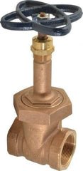 NIBCO - 1-1/2" Pipe, Class 150, Threaded Bronze Solid Wedge Rising Stem Gate Valve - 300 WOG, 150 WSP, Bolted Bonnet - Industrial Tool & Supply