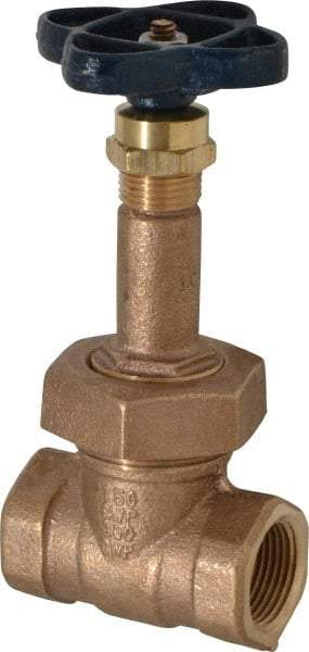 NIBCO - 3/4" Pipe, Class 150, Threaded Bronze Solid Wedge Rising Stem Gate Valve - 300 WOG, 150 WSP, Bolted Bonnet - Industrial Tool & Supply