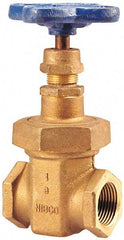 NIBCO - 1/4" Pipe, Class 150, Threaded Bronze Solid Wedge Stem Gate Valve - 300 WOG, 150 WSP, Union Bonnet - Industrial Tool & Supply