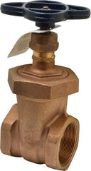 NIBCO - 2" Pipe, Class 150, Threaded Bronze Solid Wedge Stem Gate Valve - 300 WOG, 150 WSP, Union Bonnet - Industrial Tool & Supply