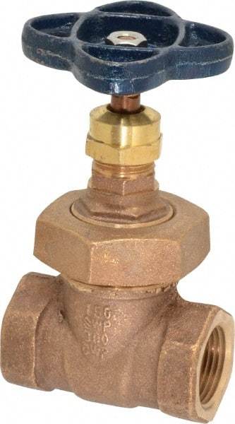 NIBCO - 3/4" Pipe, Class 150, Threaded Bronze Solid Wedge Stem Gate Valve - 300 WOG, 150 WSP, Union Bonnet - Industrial Tool & Supply