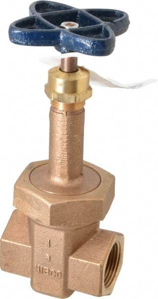 NIBCO - 1" Pipe, Class 200, Threaded Bronze Alloy Solid Wedge Rising Stem Gate Valve - 400 WOG, 200 WSP, Union Bonnet - Industrial Tool & Supply