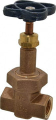 NIBCO - 1/2" Pipe, Class 200, Threaded Bronze Alloy Solid Wedge Rising Stem Gate Valve - 400 WOG, 200 WSP, Union Bonnet - Industrial Tool & Supply