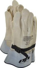 Novax - Class 1 & 2, Size 2XL (11), 12" Long, Grain Cowhide Leather Protector - Natural, Not for Electrical Protection (ASTM F696-02), Wear Over Rubber Insulating Gloves, ASTM F696-02 - Industrial Tool & Supply