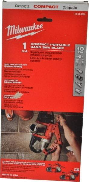 Milwaukee Tool - 2' 11-3/8" Long x 0.02" Thick, 10 Teeth per Inch, Portable Band Saw Blade - Bi-Metal Blade, High Speed Steel Teeth, Toothed Edge - Industrial Tool & Supply