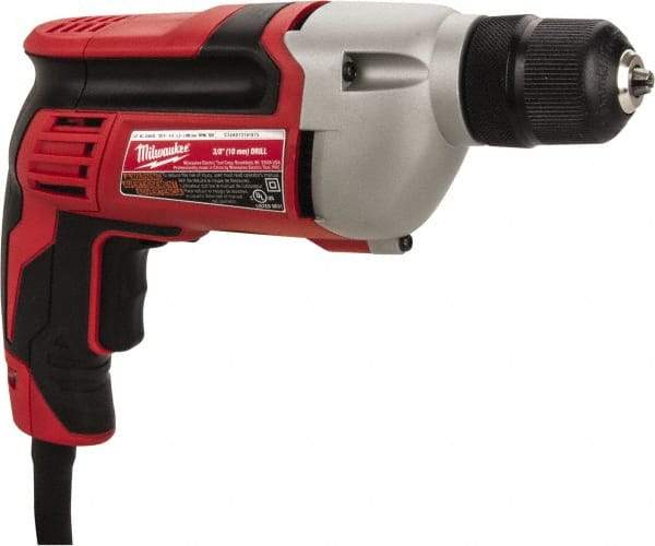 Milwaukee Tool - 3/8" Keyless Chuck, 2,800 RPM, Pistol Grip Handle Electric Drill - 8 Amps, 120 Volts, Reversible, Includes 3/8" Drill & Side Handle - Industrial Tool & Supply