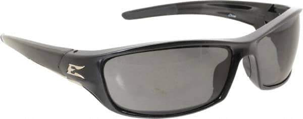 Edge Eyewear - Smoke Lenses, Framed Safety Glasses - Scratch Resistant, Black Nylon TR90 Frame, Size Universal, Wrap Around - Industrial Tool & Supply