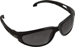 Edge Eyewear - Smoke Lenses, Framed Safety Glasses - Scratch Resistant, Black Nylon TR90 Frame, Size Universal, Wrap Around - Industrial Tool & Supply