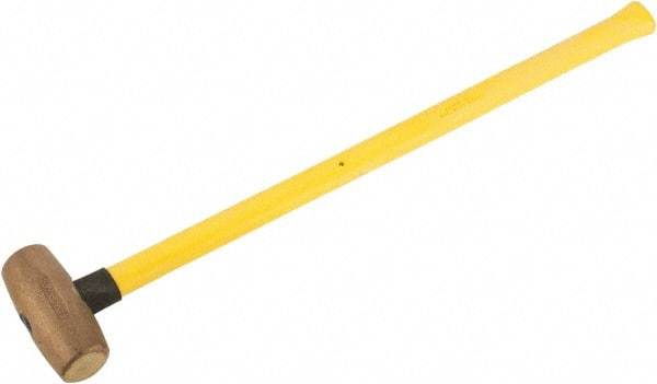 American Hammer - 8 Lb Head Nonsparking Hammer - 33" OAL, 30-1/2" Long Fiberglass Handle - Industrial Tool & Supply
