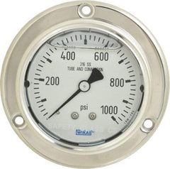 Wika - 2-1/2" Dial, 1/4 Thread, 0-1,000 Scale Range, Pressure Gauge - Lower Back Connection Mount, Accurate to 2-1-2% of Scale - Industrial Tool & Supply