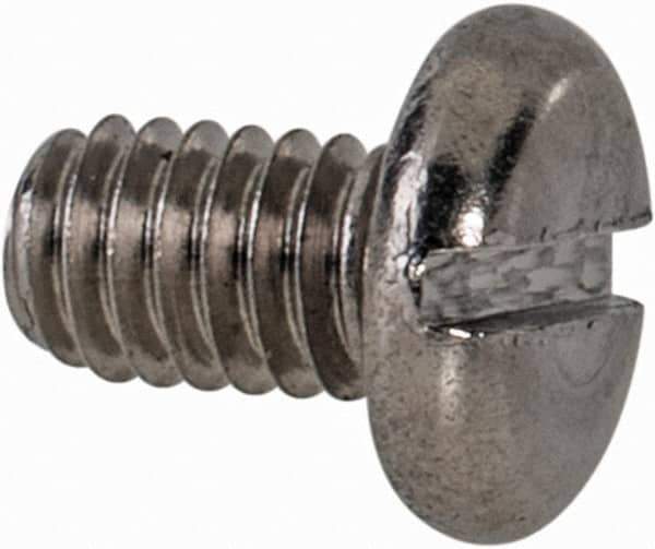Value Collection - M2.5x0.45 Metric Coarse, 4mm Length Under Head Slotted Drive Machine Screw - Pan Head, Grade 18-8 & A2 Stainless Steel, Uncoated, Without Washer - Industrial Tool & Supply