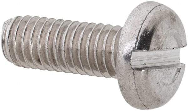 Value Collection - M3x0.50 Metric Coarse, 8mm Length Under Head Slotted Drive Machine Screw - Pan Head, Grade 18-8 & A2 Stainless Steel, Uncoated, Without Washer - Industrial Tool & Supply
