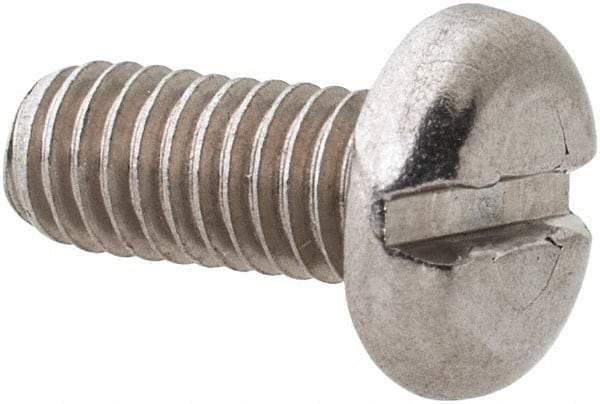 Value Collection - M3.5x0.60 Metric Coarse, 8mm Length Under Head Slotted Drive Machine Screw - Pan Head, Grade 18-8 & A2 Stainless Steel, Uncoated, Without Washer - Industrial Tool & Supply