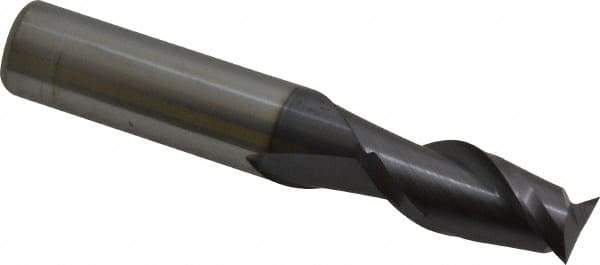 Accupro - 15/32", 1" LOC, 1/2" Shank Diam, 3" OAL, 2 Flute, Solid Carbide Square End Mill - Single End, AlTiN Finish, Spiral Flute, 40° Helix, Centercutting, Right Hand Cut, Right Hand Flute - Industrial Tool & Supply
