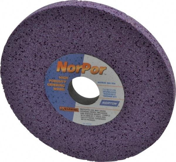 Norton - 7" Diam x 1-1/4" Hole x 1/2" Thick, H Hardness, 60 Grit Surface Grinding Wheel - Ceramic, Type 1, Medium Grade, 3,600 Max RPM, Vitrified Bond, No Recess - Industrial Tool & Supply