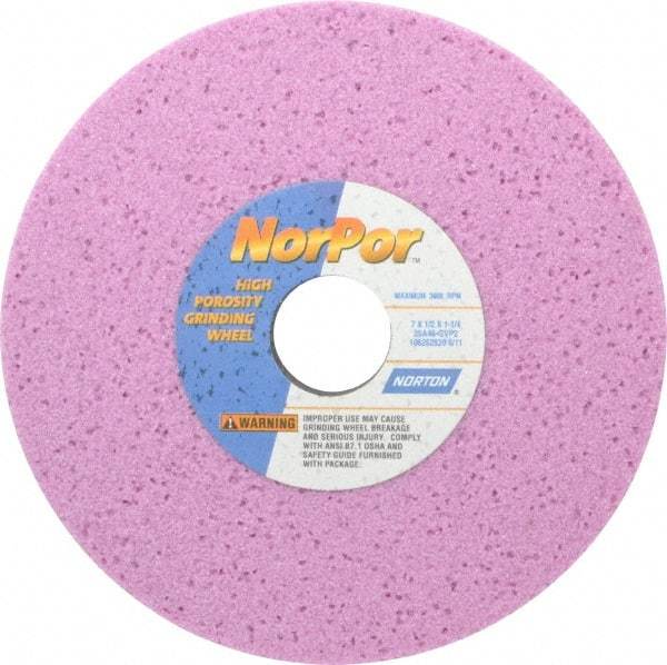 Norton - 7" Diam x 1-1/4" Hole x 1/2" Thick, G Hardness, 46 Grit Surface Grinding Wheel - Aluminum Oxide, Type 1, Coarse Grade, 3,600 Max RPM, Vitrified Bond, No Recess - Industrial Tool & Supply