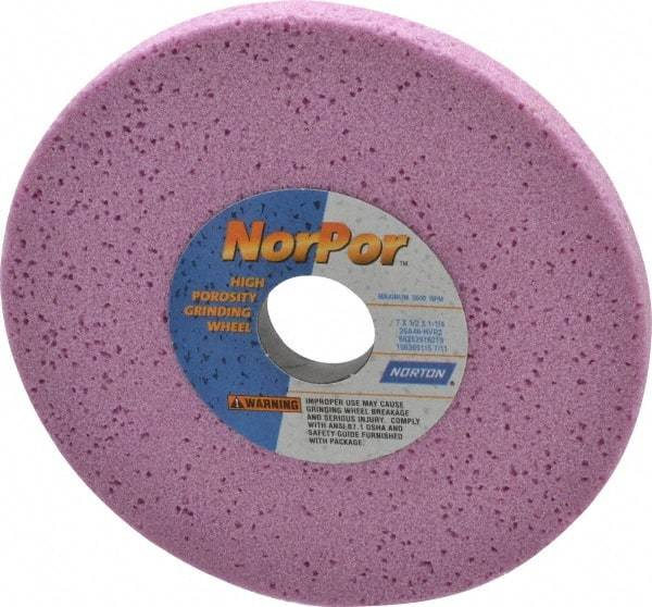 Norton - 7" Diam x 1-1/4" Hole x 1/2" Thick, H Hardness, 46 Grit Surface Grinding Wheel - Aluminum Oxide, Type 1, Coarse Grade, 3,600 Max RPM, Vitrified Bond, No Recess - Industrial Tool & Supply