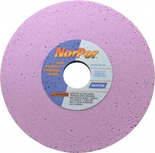 Norton - 7" Diam x 1-1/4" Hole x 1/2" Thick, G Hardness, 60 Grit Surface Grinding Wheel - Aluminum Oxide, Type 1, Medium Grade, 3,600 Max RPM, Vitrified Bond, No Recess - Industrial Tool & Supply