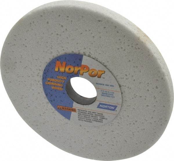 Norton - 7" Diam x 1-1/4" Hole x 1/2" Thick, G Hardness, 46 Grit Surface Grinding Wheel - Aluminum Oxide, Type 1, Coarse Grade, 3,600 Max RPM, Vitrified Bond, No Recess - Industrial Tool & Supply