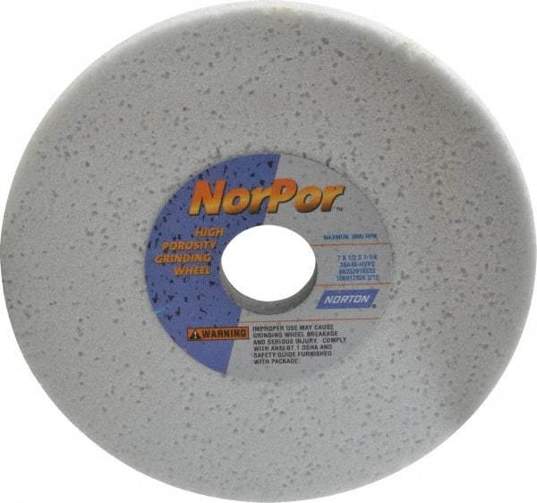 Norton - 7" Diam x 1-1/4" Hole x 1/2" Thick, H Hardness, 46 Grit Surface Grinding Wheel - Aluminum Oxide, Type 1, Coarse Grade, 3,600 Max RPM, Vitrified Bond, No Recess - Industrial Tool & Supply