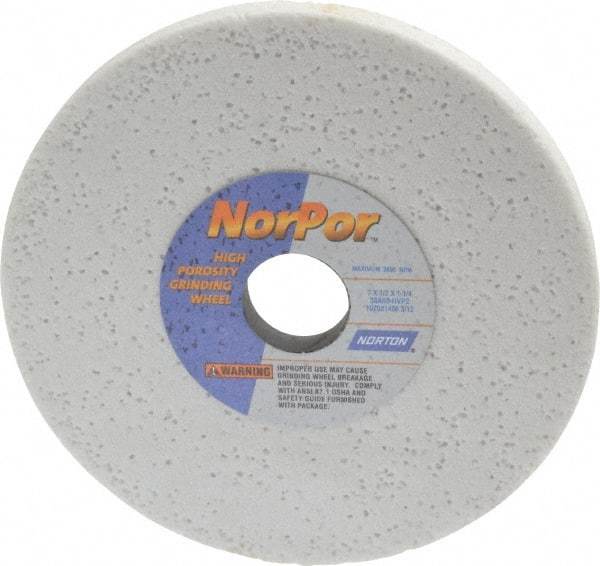 Norton - 7" Diam x 1-1/4" Hole x 1/2" Thick, H Hardness, 60 Grit Surface Grinding Wheel - Aluminum Oxide, Type 1, Medium Grade, 3,600 Max RPM, Vitrified Bond, No Recess - Industrial Tool & Supply
