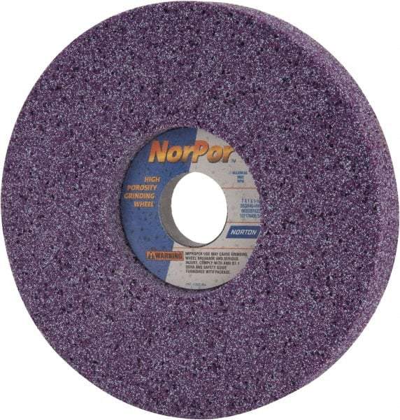 Norton - 7" Diam x 1-1/4" Hole x 1" Thick, H Hardness, 46 Grit Surface Grinding Wheel - Ceramic, Type 5, Coarse Grade, 3,600 Max RPM, Vitrified Bond, One-Side Recess - Industrial Tool & Supply