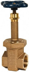 NIBCO - 1-1/2" Pipe, Class 300, Threaded Bronze Alloy Solid Wedge Rising Stem Gate Valve - 600 WOG, 300 WSP, Union Bonnet - Industrial Tool & Supply
