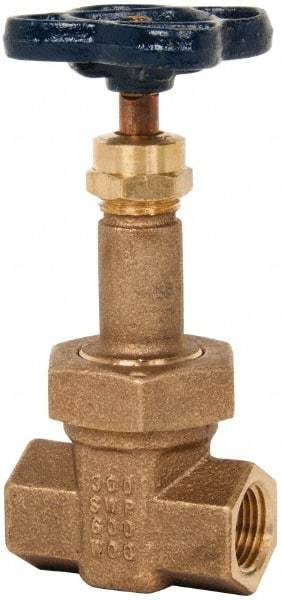 NIBCO - 1/2" Pipe, Class 300, Threaded Bronze Alloy Solid Wedge Rising Stem Gate Valve - 600 WOG, 300 WSP, Union Bonnet - Industrial Tool & Supply