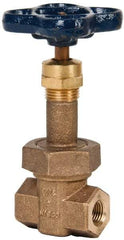 NIBCO - 1/4" Pipe, Class 300, Threaded Bronze Alloy Solid Wedge Rising Stem Gate Valve - 600 WOG, 300 WSP, Union Bonnet - Industrial Tool & Supply