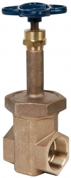 NIBCO - 2" Pipe, Class 300, Threaded Bronze Alloy Solid Wedge Rising Stem Gate Valve - 600 WOG, 300 WSP, Union Bonnet - Industrial Tool & Supply