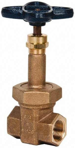 NIBCO - 3/4" Pipe, Class 300, Threaded Bronze Alloy Solid Wedge Rising Stem Gate Valve - 600 WOG, 300 WSP, Union Bonnet - Industrial Tool & Supply