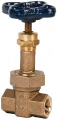 NIBCO - 3/8" Pipe, Class 300, Threaded Bronze Alloy Solid Wedge Rising Stem Gate Valve - 600 WOG, 300 WSP, Union Bonnet - Industrial Tool & Supply