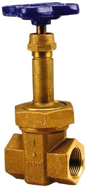 NIBCO - 3/4" Pipe, Class 300, Threaded Bronze Alloy Solid Wedge Rising Stem Gate Valve with Stainless Steel Trim - 600 WOG, 300 WSP, Union Bonnet - Industrial Tool & Supply