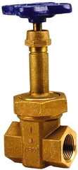 NIBCO - 1-1/4" Pipe, Class 300, Threaded Bronze Alloy Solid Wedge Rising Stem Gate Valve with Stainless Steel Trim - 600 WOG, 300 WSP, Union Bonnet - Industrial Tool & Supply
